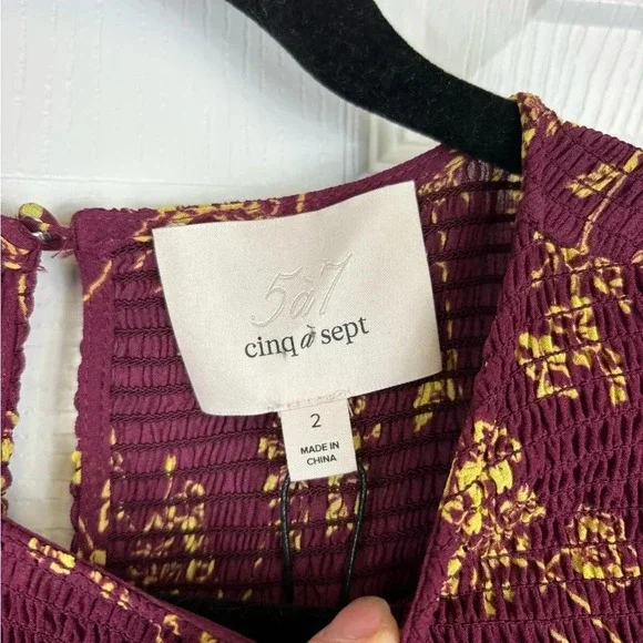 NWT Cinq a cept Zola dress maroon and starfruit sz 2 - Picture 8 of 14